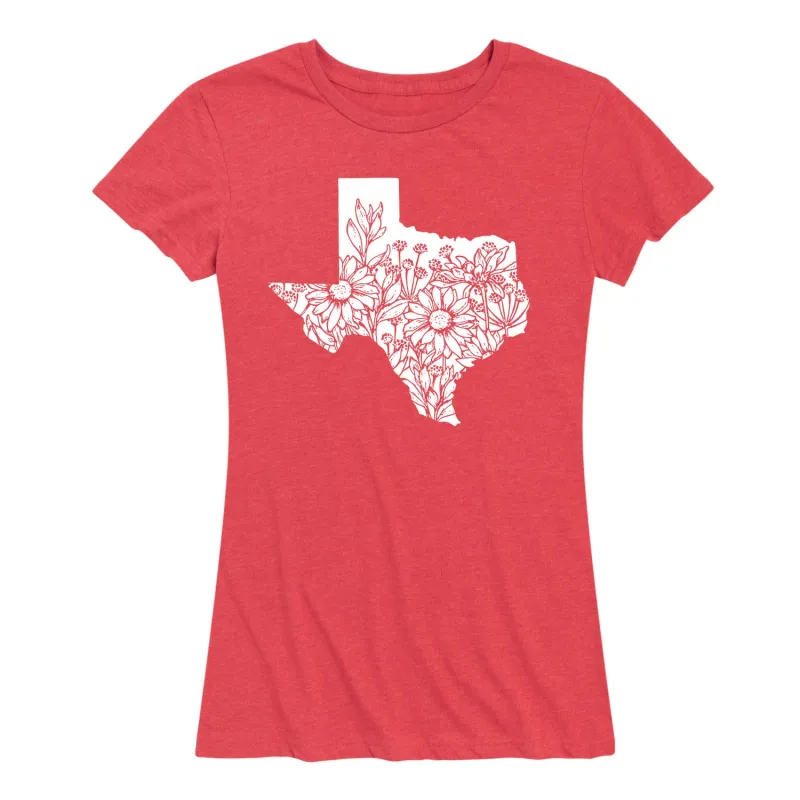 Country Casuals - Floral Texas - Women's Short Sleeve Graphic T-Shirt sold by Zulily