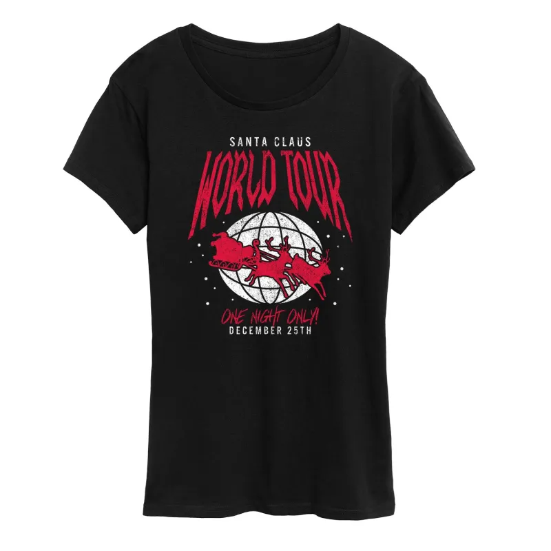 Instant Message - Santa World Tour - Women's Short Sleeve Graphic T-Shirt made by Zulily