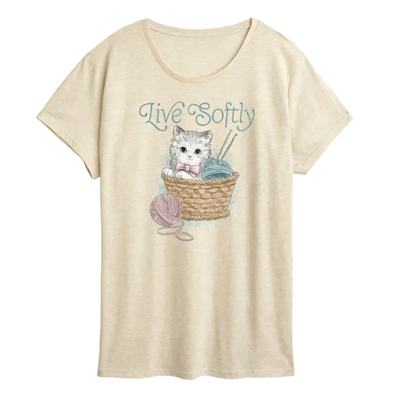 Instant Message - Live Softly - Women's Short Sleeve Graphic T-Shirt sold by Zulily