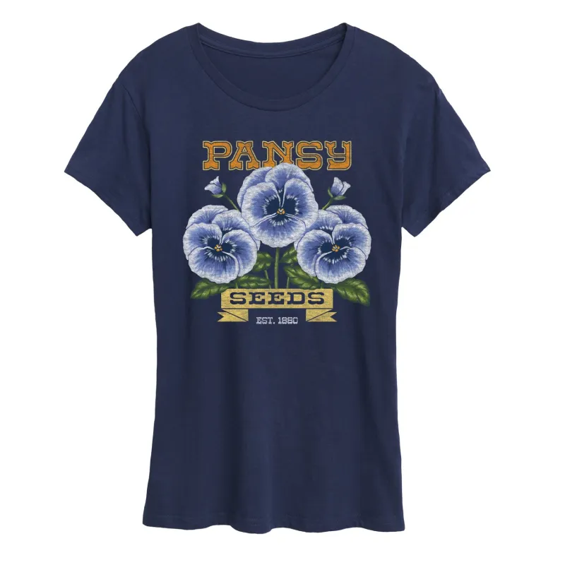 Instant Message - Pansy Seeds - Women's Short Sleeve Graphic T-Shirt sold by Zulily