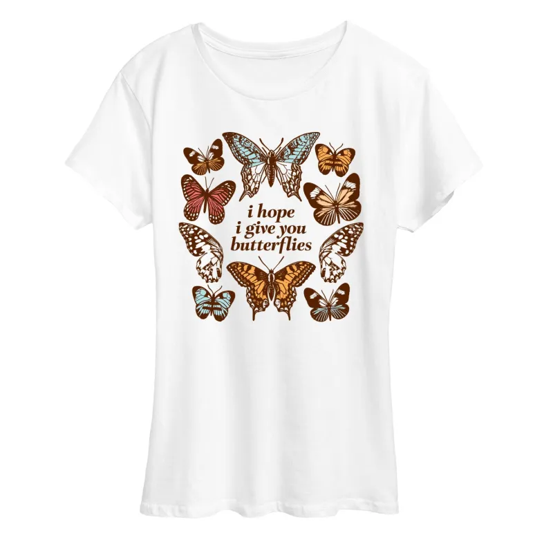 Instant Message - Give You Butterflies - Women's Short Sleeve Graphic T-Shirt sold by Zulily