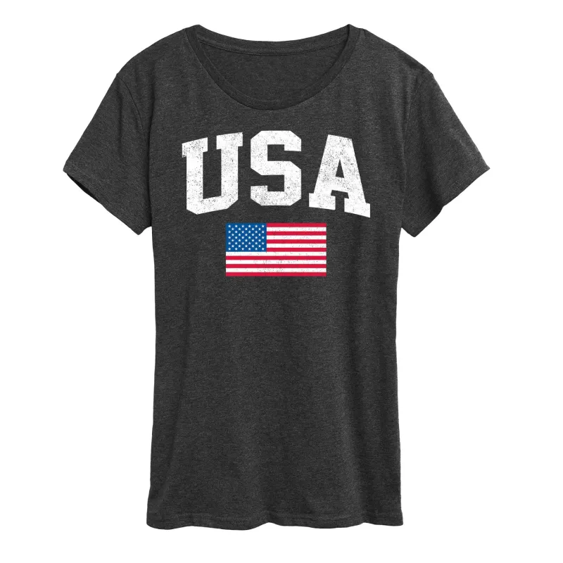 Instant Message - USA Flag - Women's Short Sleeve Graphic T-Shirt sold by Zulily