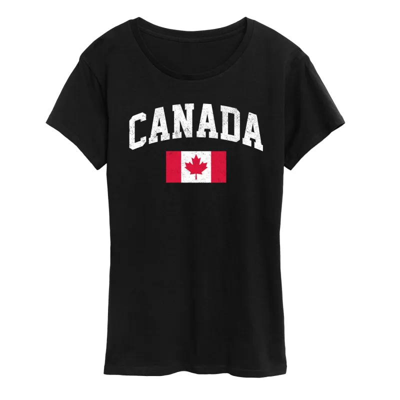 Instant Message - Canada Flag - Women's Short Sleeve Graphic T-Shirt sold by Zulily