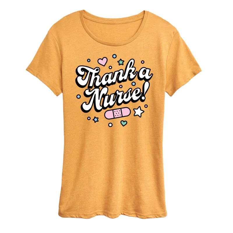 Instant Message - Thank A Nurse - Women's Short Sleeve Graphic T-Shirt sold by Zulily