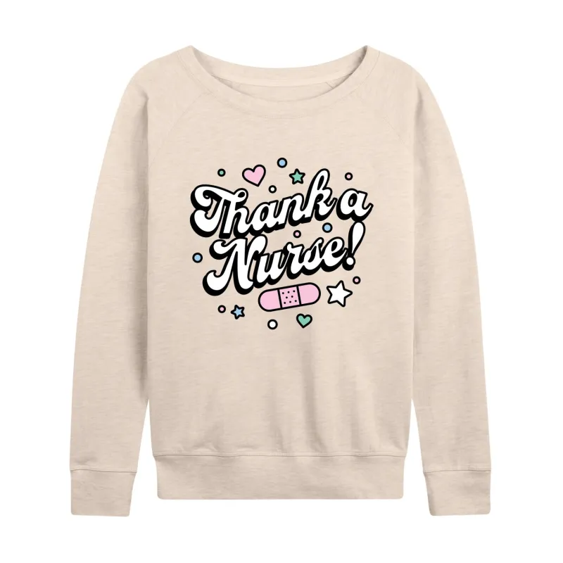 Instant Message - Thank A Nurse - Women's Lightweight French Terry Long Sleeve Shirt sold by Zulily