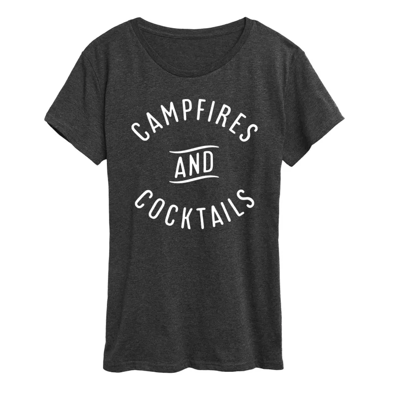 Instant Message - Campfires And Cocktails - Women's Short Sleeve Graphic T-Shirt sold by Zulily