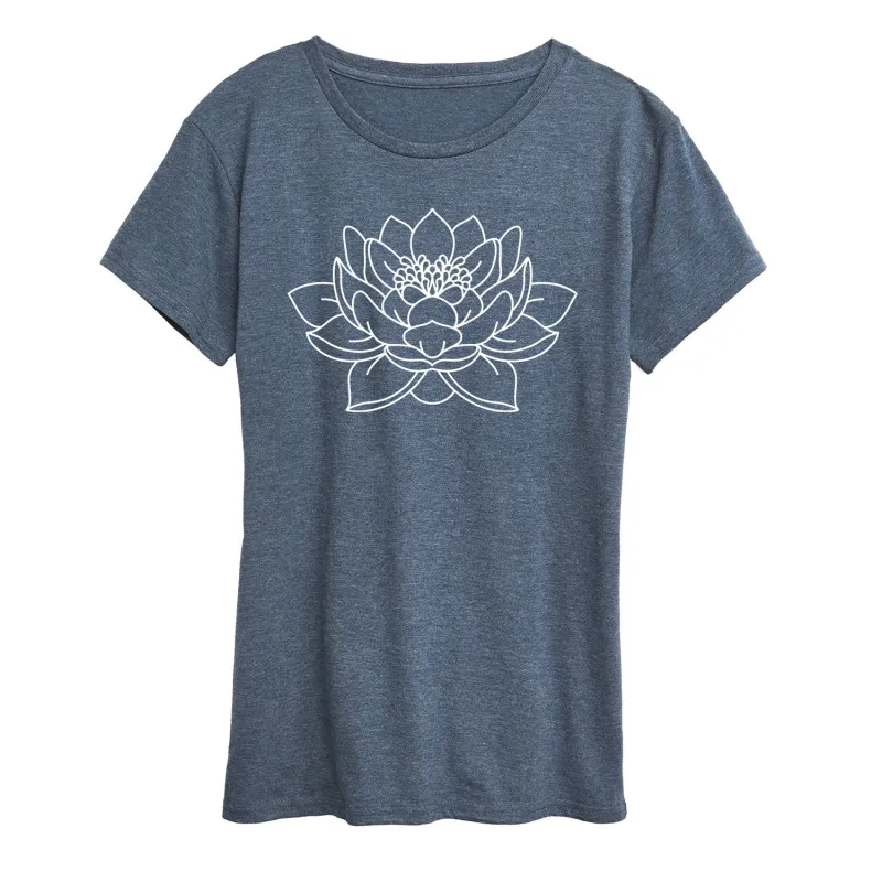 Instant Message - Lotus Flower Outline - Women's Short Sleeve Graphic T-Shirt sold by Zulily
