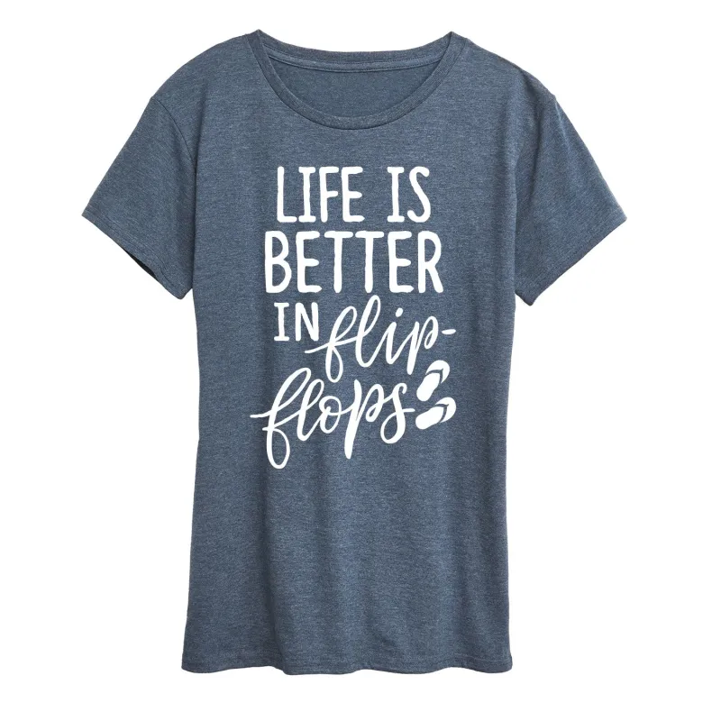 Instant Message - Life Is Better In Flip Flops - Women's Short Sleeve Graphic T-Shirt sold by Zulily