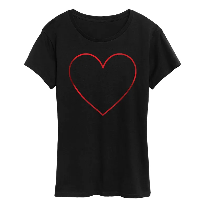 Instant Message - Heart Outline Red Foil - Women's Short Sleeve Graphic T-Shirt sold by Zulily