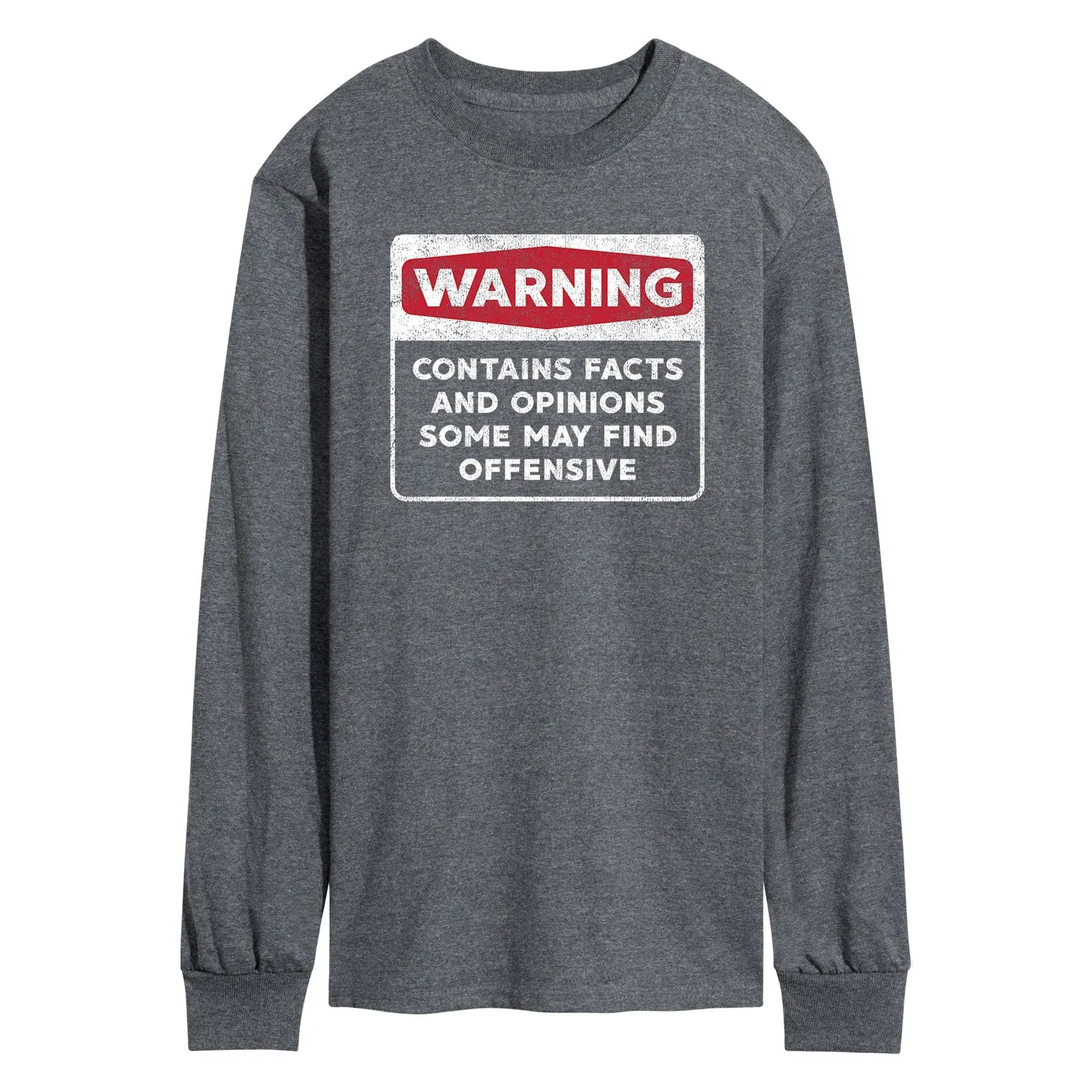 Instant Message - Warning Contains Facts And Opinions - Men's Long Sleeve T-Shirt sold by Zulily product image thumbnail 2