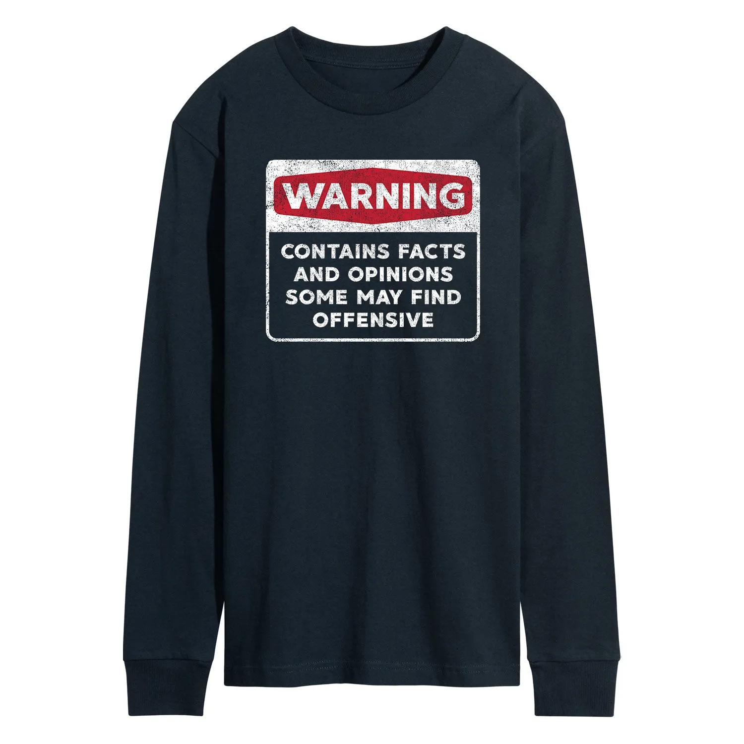 Instant Message - Warning Contains Facts And Opinions - Men's Long Sleeve T-Shirt sold by Zulily product image thumbnail 3
