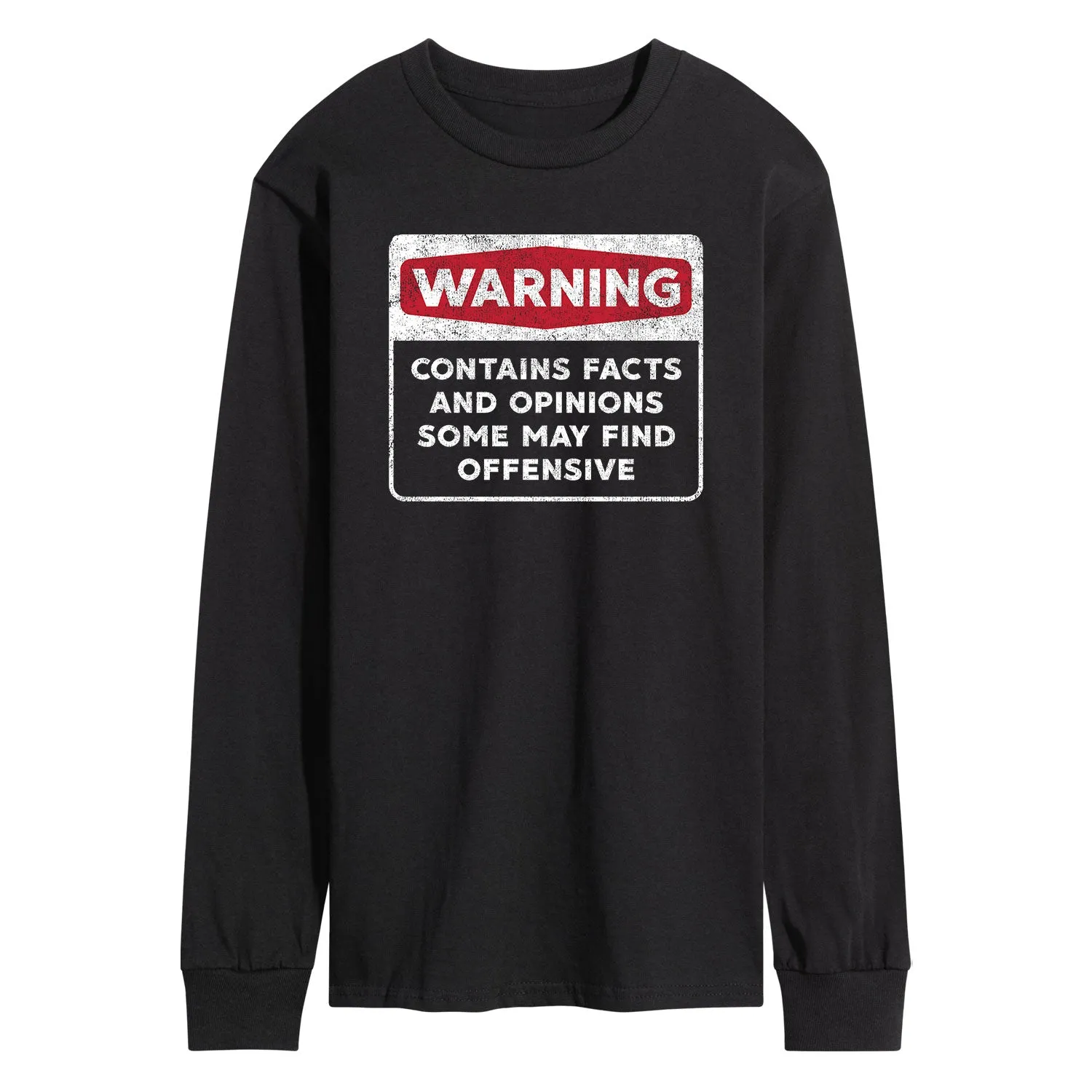 Instant Message - Warning Contains Facts And Opinions - Men's Long Sleeve T-Shirt sold by Zulily