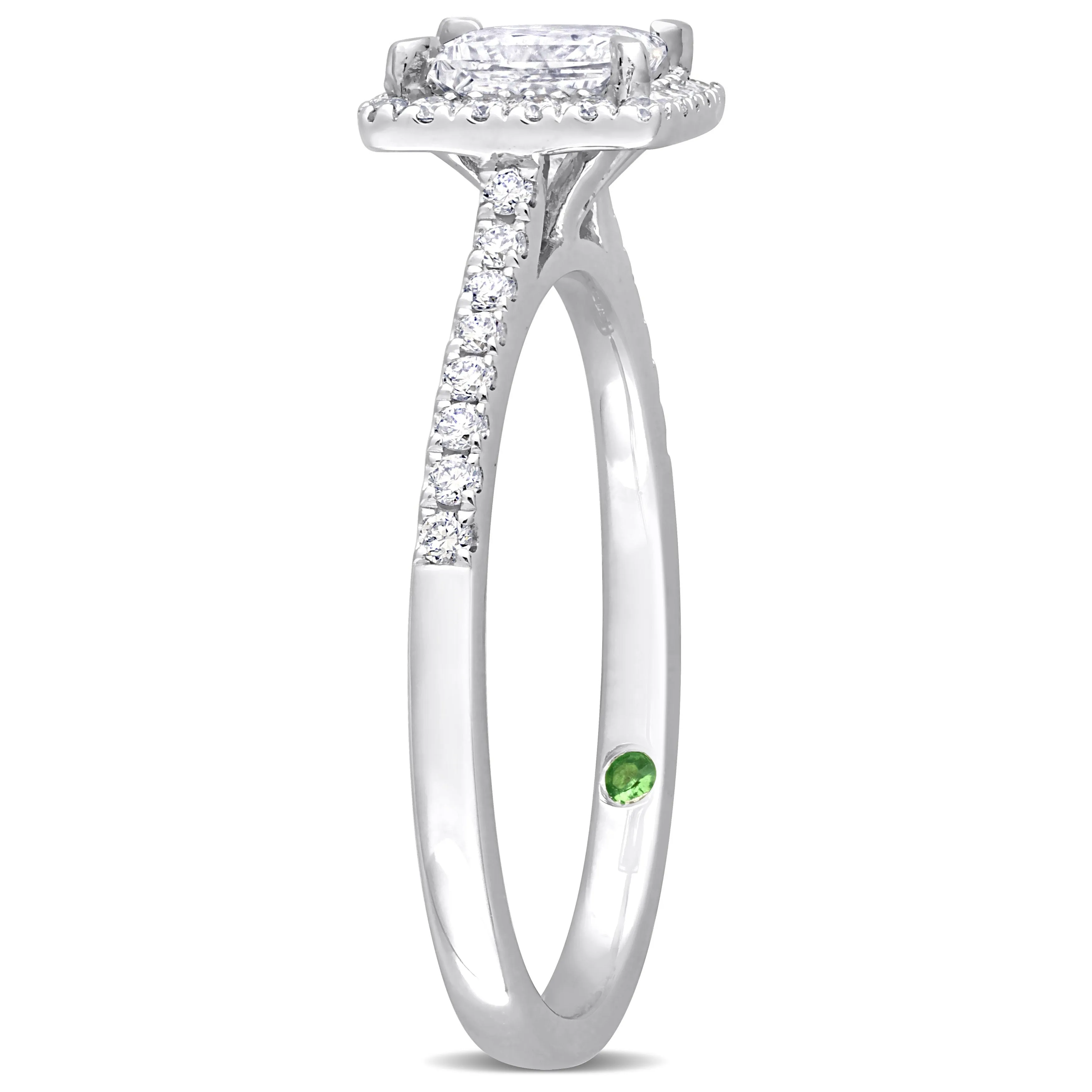 Created Forever 1ct TDW Princess-Cut Lab-Grown Diamond with Tsavorite Accent Halo Engagement Ring in 14k White Gold sold by Zulily product image thumbnail 3