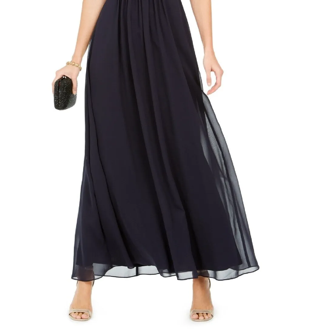 Adrianna Papell Women's Off The Shoulder Chiffon Gown Blue Size 2 sold by Zulily product image thumbnail 3