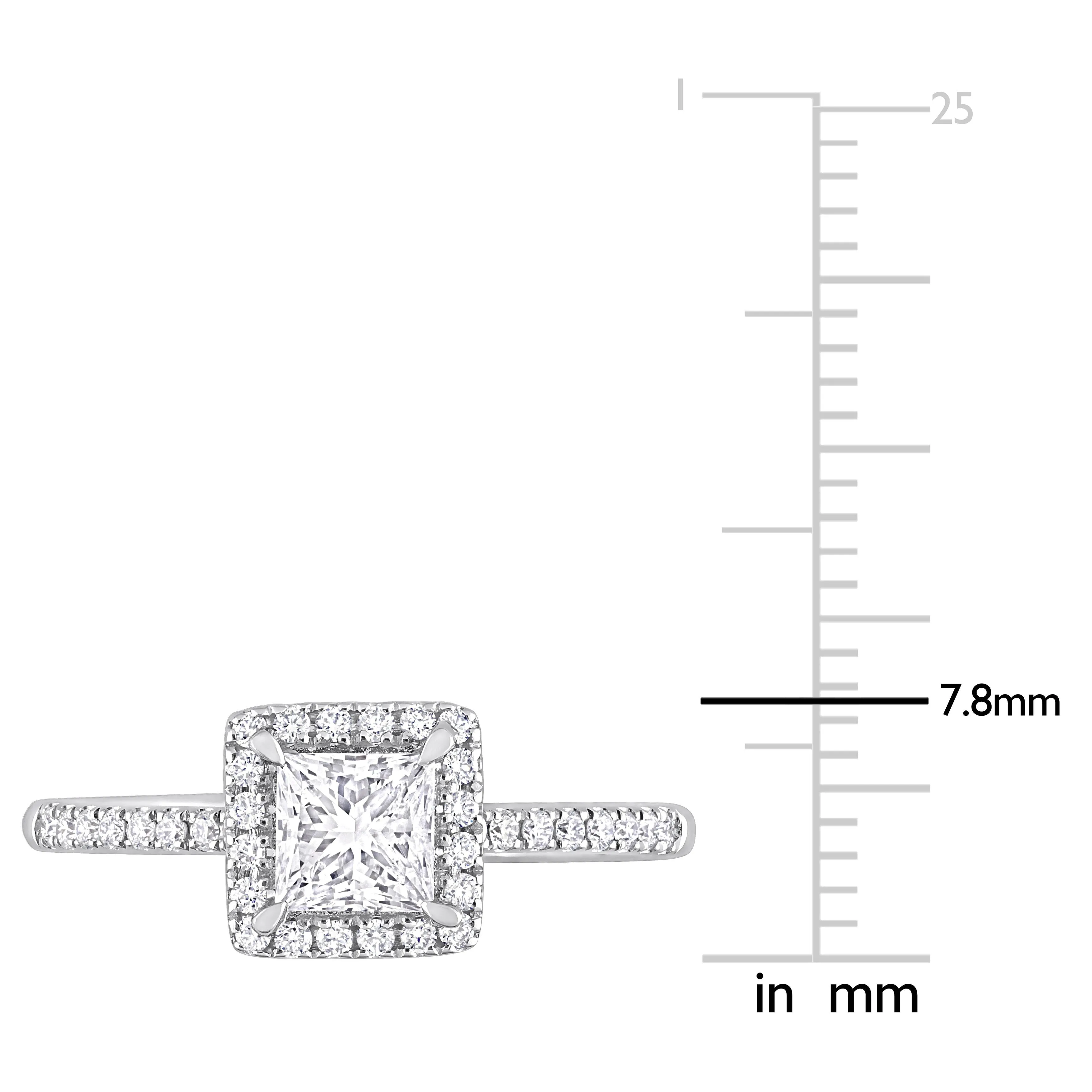 Created Forever 1ct TDW Princess-Cut Lab-Grown Diamond with Tsavorite Accent Halo Engagement Ring in 14k White Gold sold by Zulily product image thumbnail 4