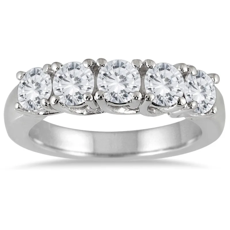 Marquee Jewels 14k White Gold 2ct TDW Prong Set 5-stone Diamond Wedding Band (J-K, I2-I3) sold by Zulily