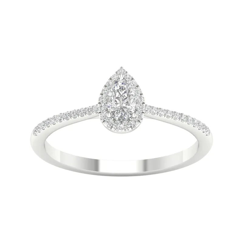 1/3ct TDW Diamond Pear Shape Halo Ring in 10k Gold by De Couer sold by Zulily