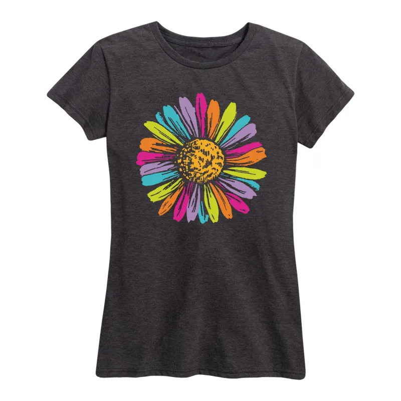 Instant Message - Rainbow Daisy - Women's Short Sleeve Graphic T-shirt sold by Zulily