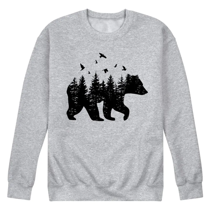 Instant Message - Forest Bear Silhouette - Men's Crew Neck Fleece Pullover sold by Zulily