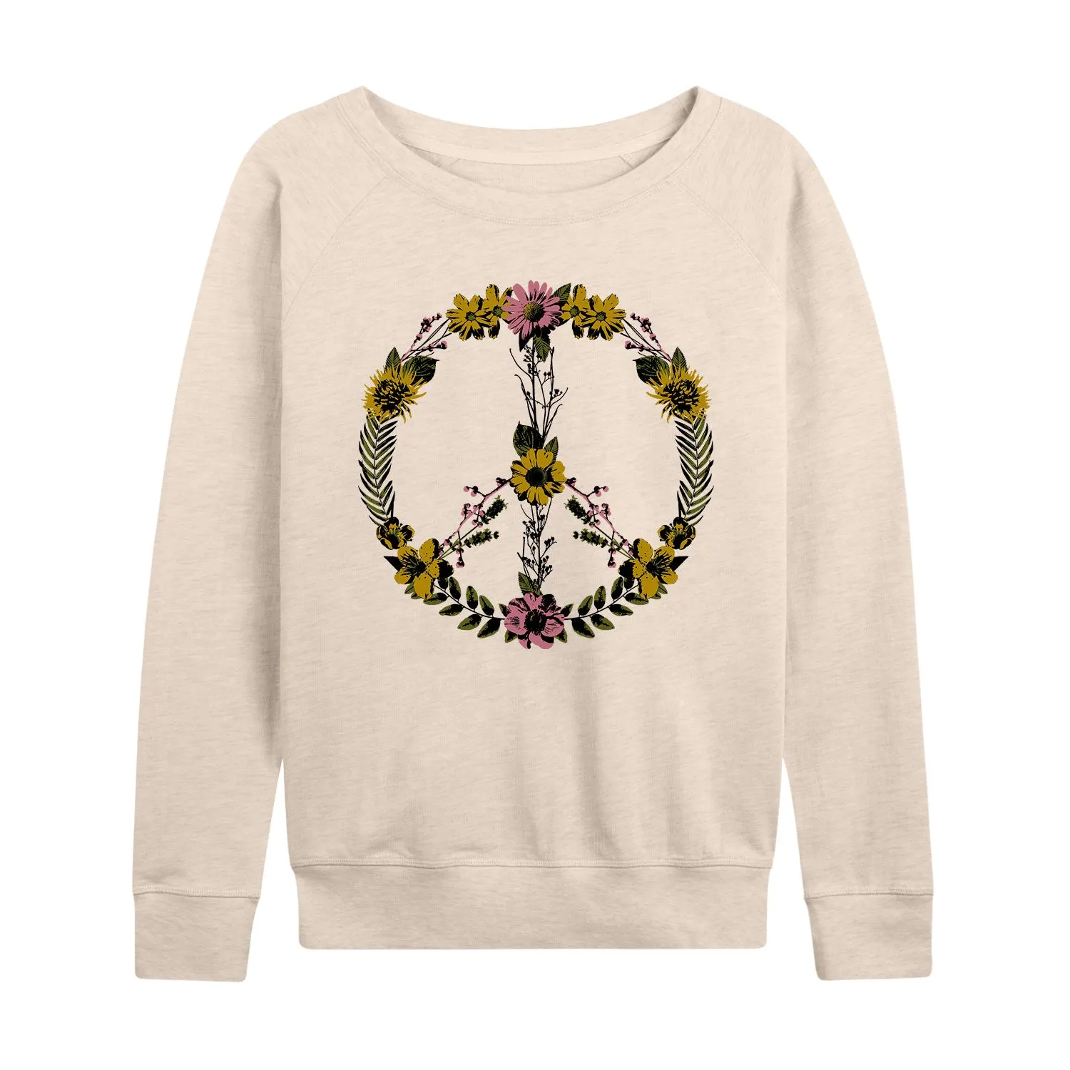 Instant Message - Floral Peace Sign - Women's French Terry Long Sleeve Pullover sold by Zulily