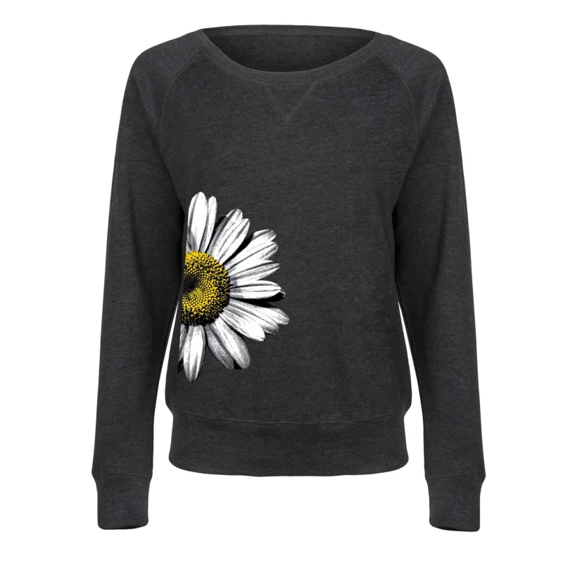 Instant Message - Daisy Side - Women's French Terry Long Sleeve Pullover sold by Zulily