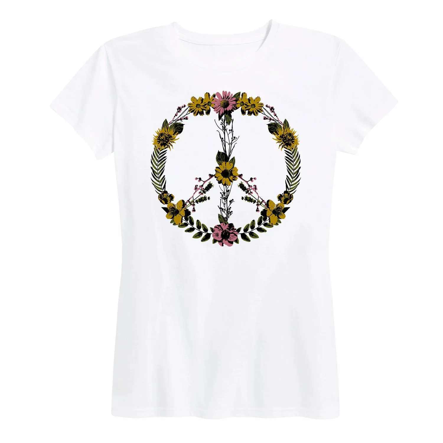 Instant Message - Floral Peace Sign - Women's Short Sleeve Graphic T-shirt sold by Zulily product image thumbnail 3