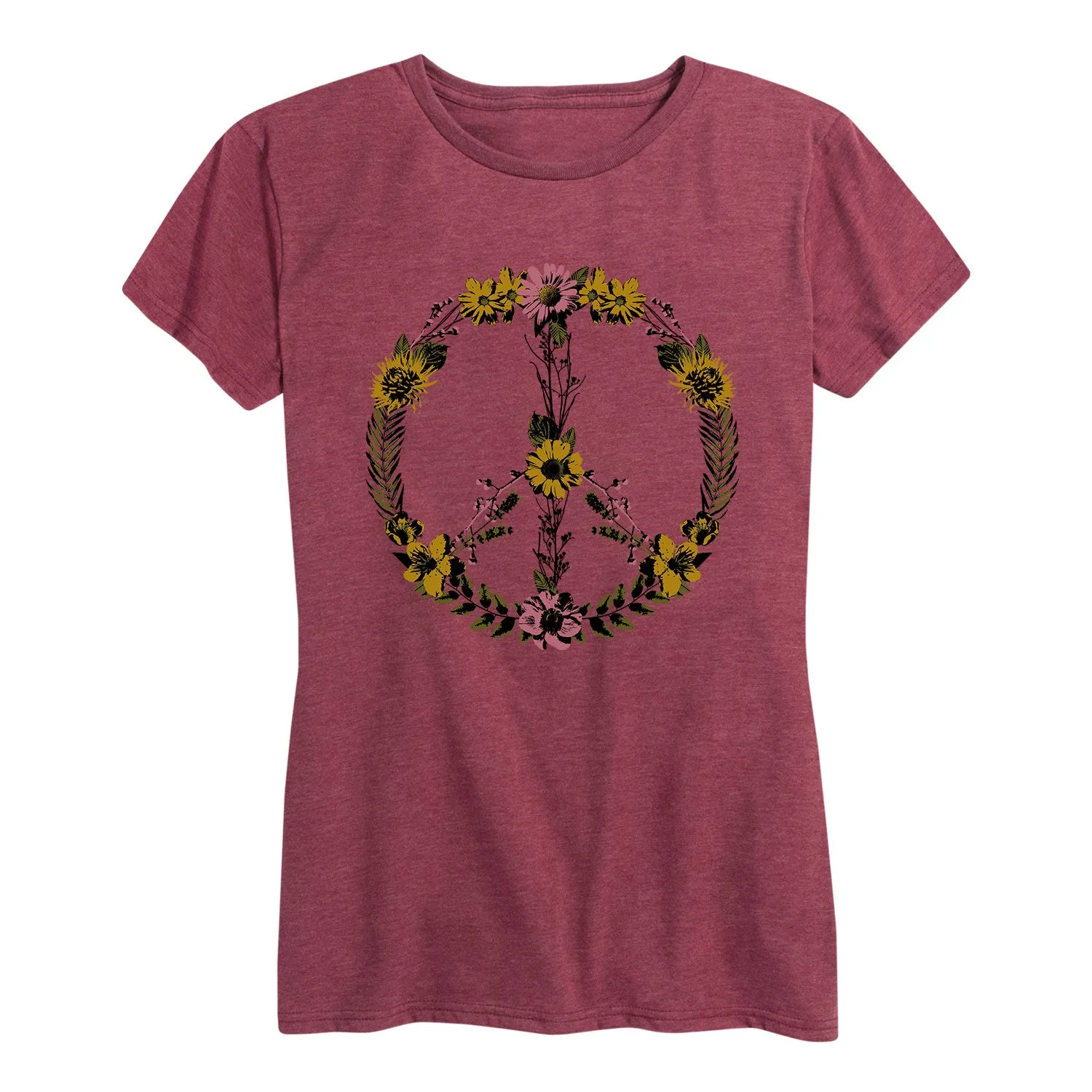 Instant Message - Floral Peace Sign - Women's Short Sleeve Graphic T-shirt sold by Zulily product image thumbnail 2
