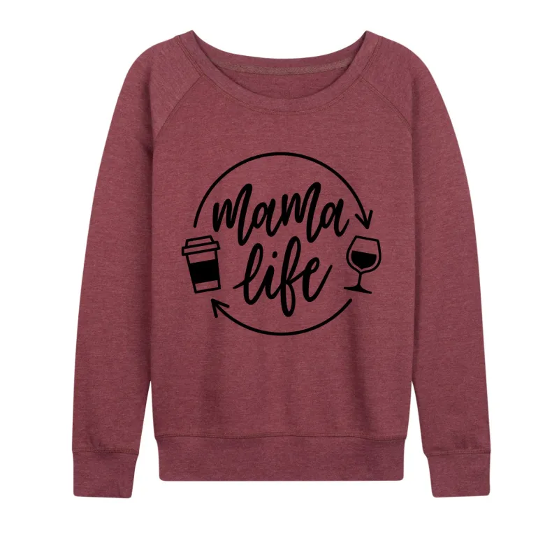 Instant Message - Mama Life Coffee Wine - Women's French Terry Long Sleeve Pullover sold by Zulily