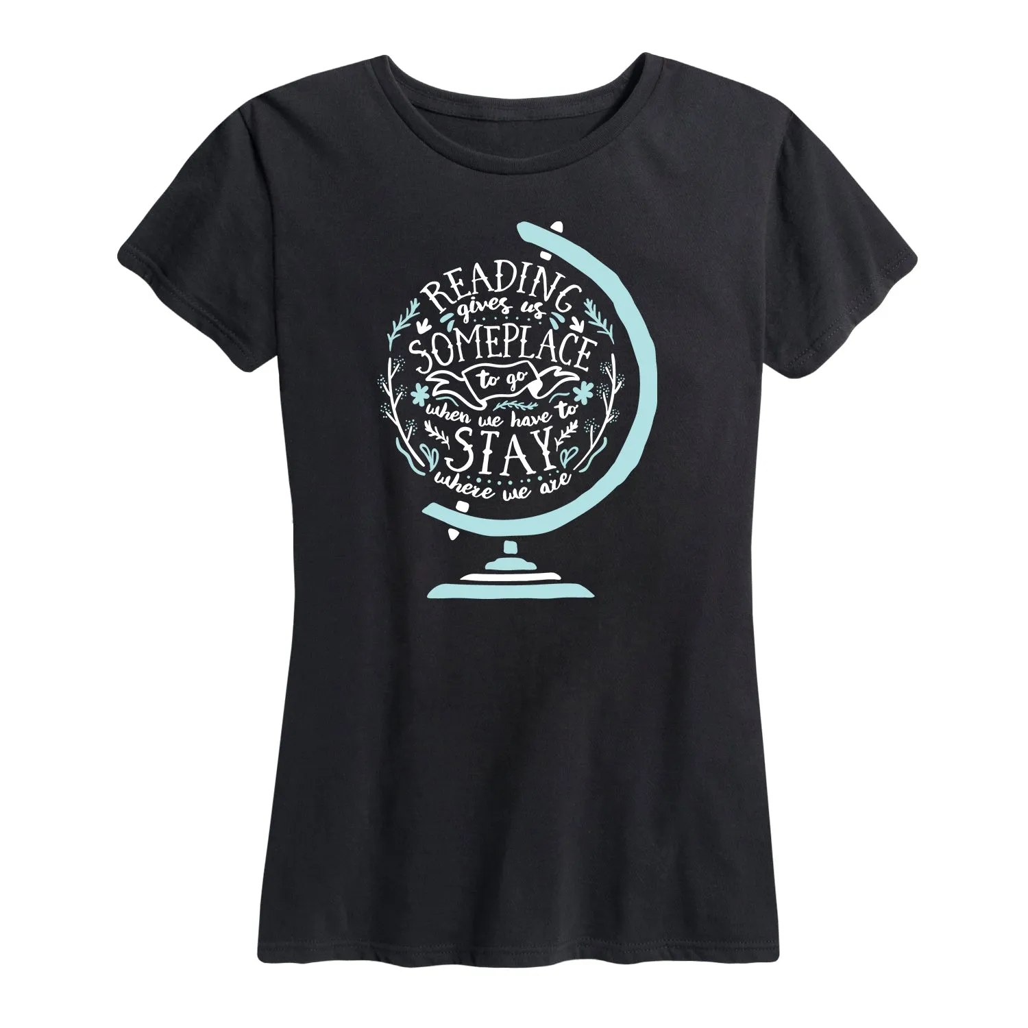 Instant Message - Reading Gives us Someplace - Women's Short Sleeve Graphic T-shirt sold by Zulily
