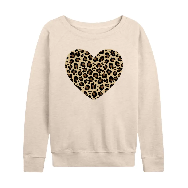Instant Message - Leopard Heart - Women's French Terry Long Sleeve Pullover sold by Zulily