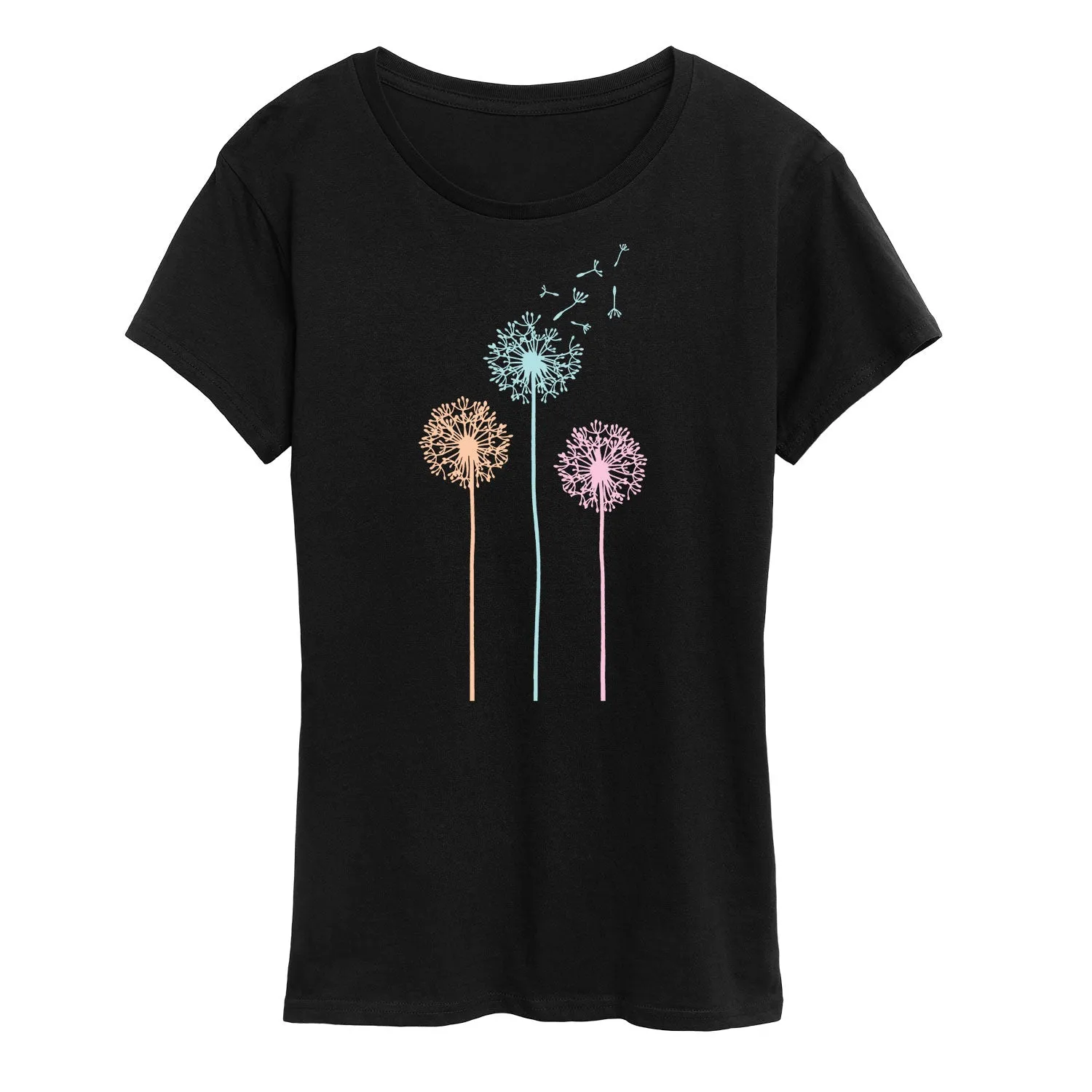 Instant Message - Pastel Dandelions - Women's Short Sleeve Graphic T-shirt sold by Zulily