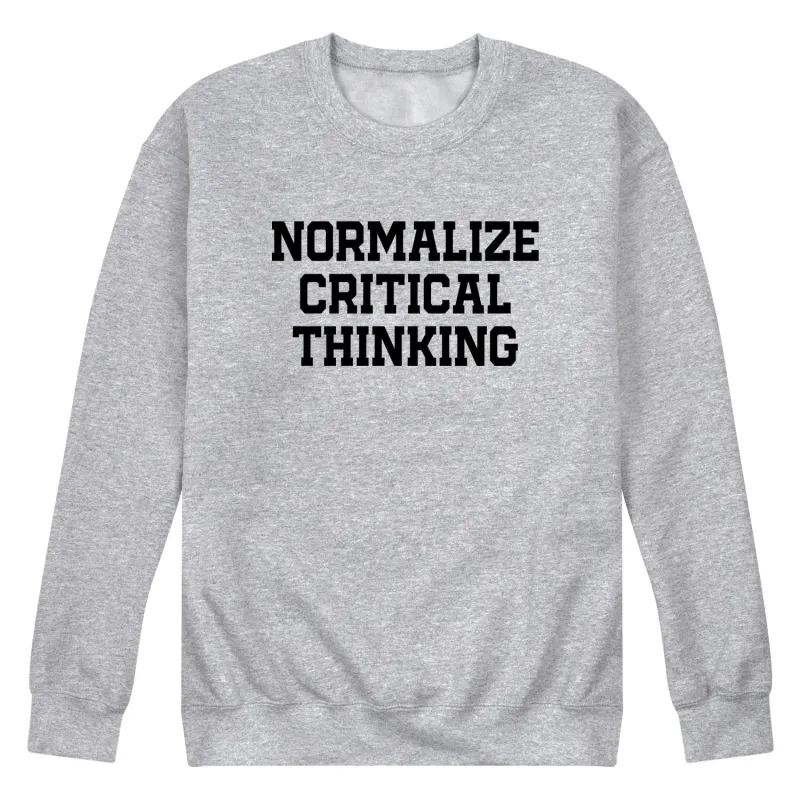 Instant Message - Normalize Critical Thinking - Men's Long Sleeve Crew Fleece Sweatshirt sold by Zulily