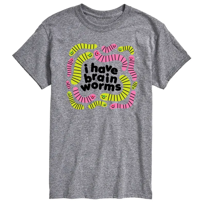 Instant Message - I Have Brain Worms - Men's Short Sleeve Graphic T-Shirt sold by Zulily