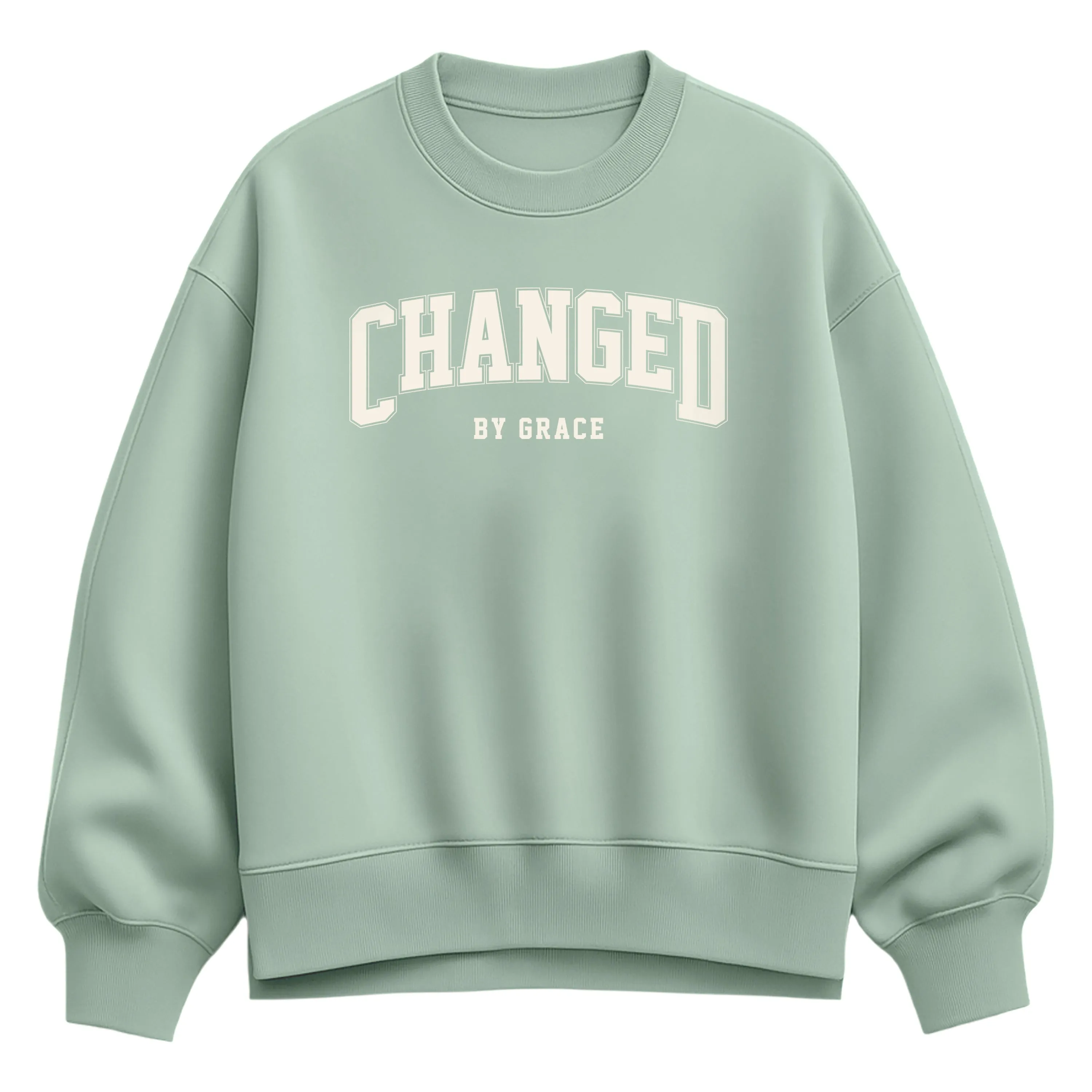 Instant Message - Changed By Grace Collegiate - Ladies Oversized Fleece Crew Sweatshirt sold by Zulily