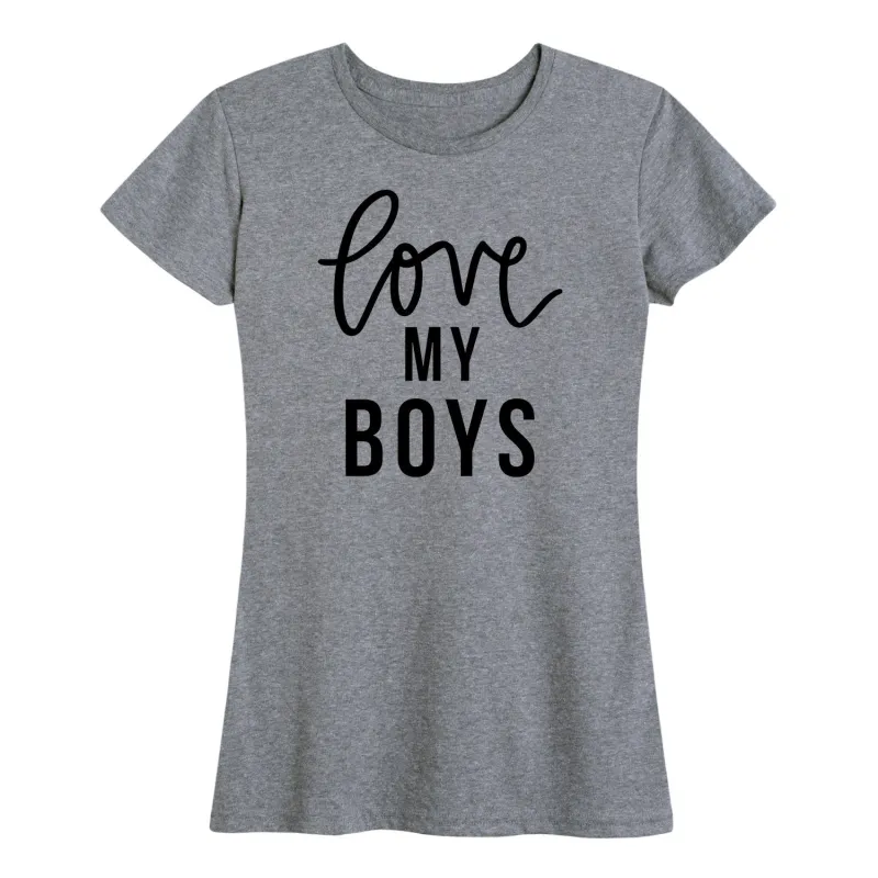 Instant Message - Love My Boys - Women's Short Sleeve Graphic T-shirt sold by Zulily