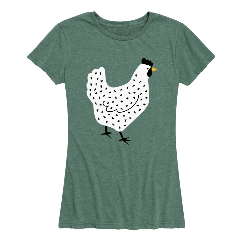 Instant Message - Spotted Chicken - Women's Short Sleeve Graphic T-shirt sold by Zulily