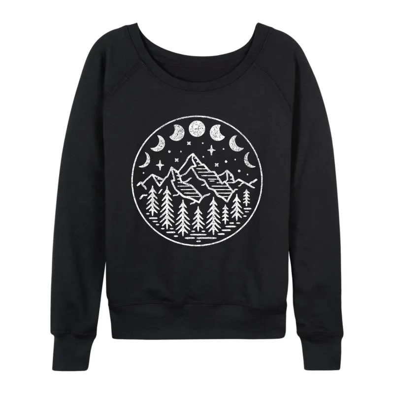 Instant Message - Celestial Mountains Moon Phases - Women's French Terry Long Sleeve Pullover sold by Zulily