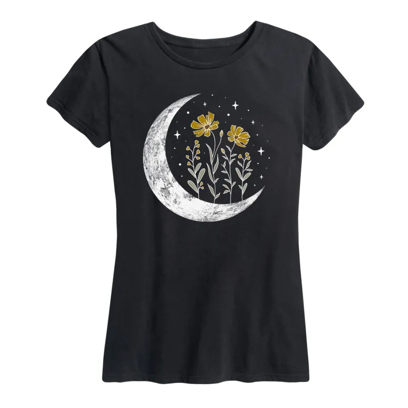 Instant Message - Floral Moon - Women's Short Sleeve Graphic T-shirt sold by Zulily