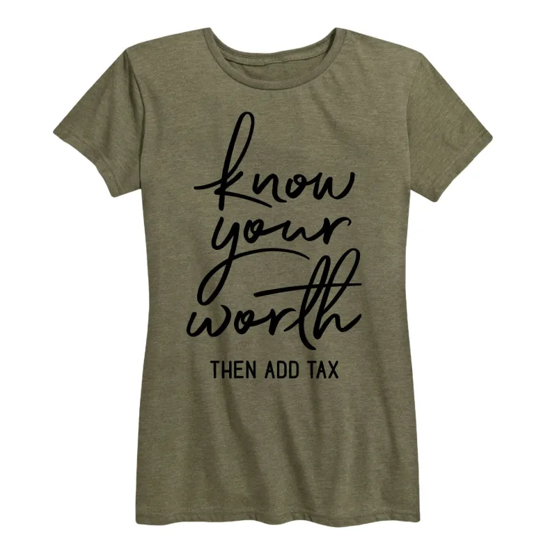 Instant Message - Know Your Worth - Women's Short Sleeve Graphic T-shirt sold by Zulily