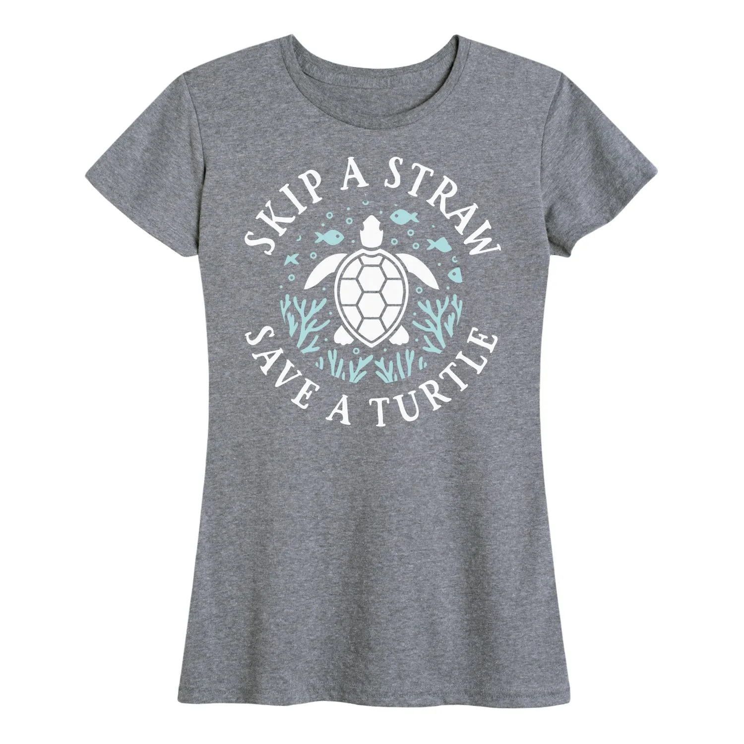 Instant Message - Skip a Straw Save a Turtle - Women's Short Sleeve Graphic T-shirt sold by Zulily