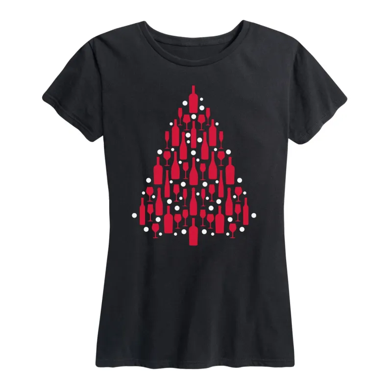 Instant Message - Wine Glass and Bottle Tree - Women's Short Sleeve Graphic T-shirt sold by Zulily