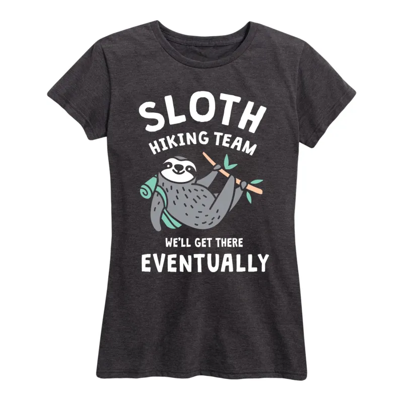Instant Message - Sloth Hiking - Women's Short Sleeve Graphic T-shirt sold by Zulily