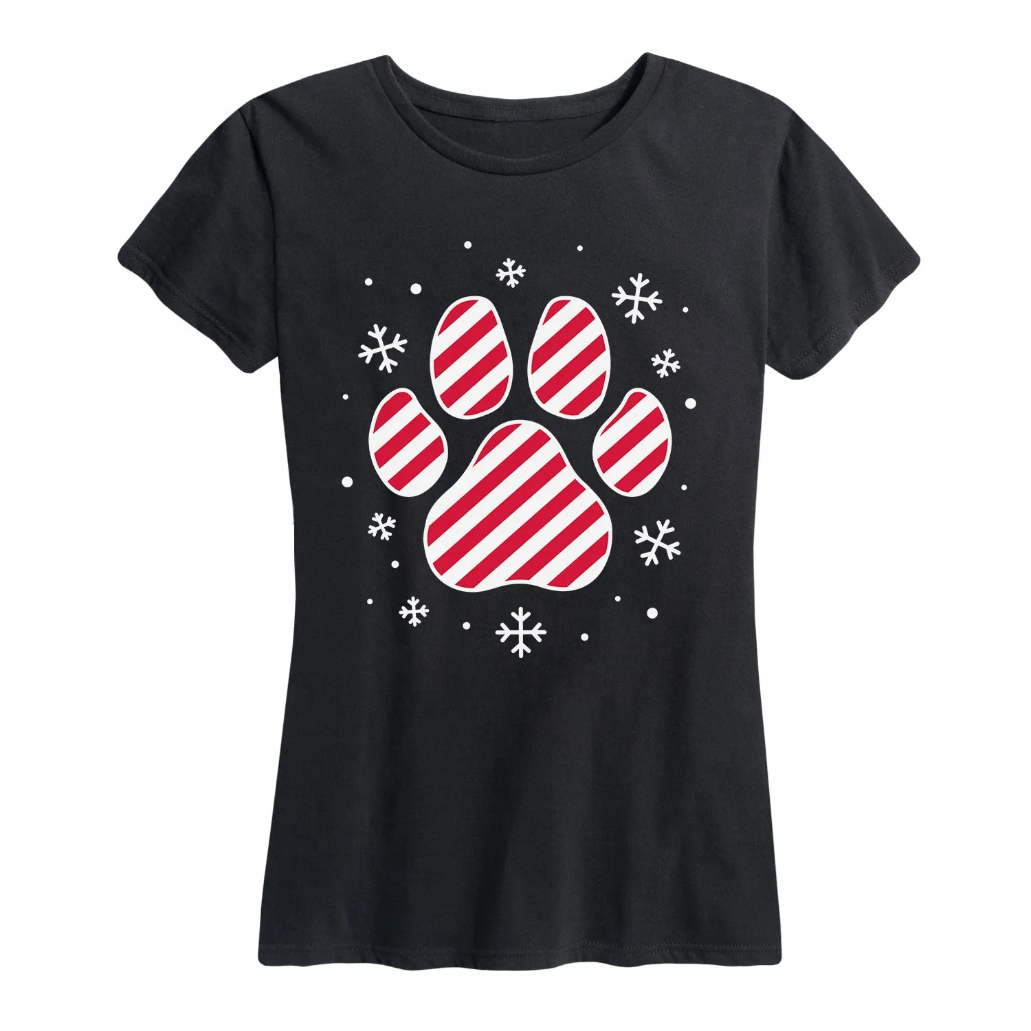 Instant Message - Candy Cane Striped Paw Print - Women's Short Sleeve Graphic T-shirt sold by Zulily