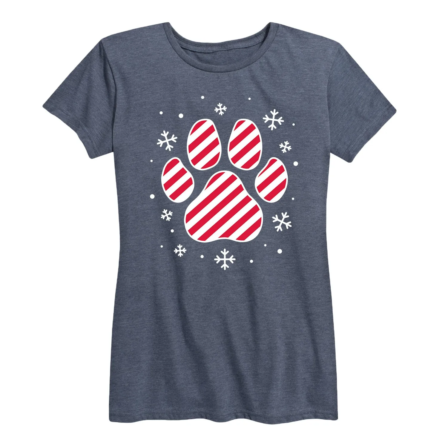 Instant Message - Candy Cane Striped Paw Print - Women's Short Sleeve Graphic T-shirt sold by Zulily product image thumbnail 2
