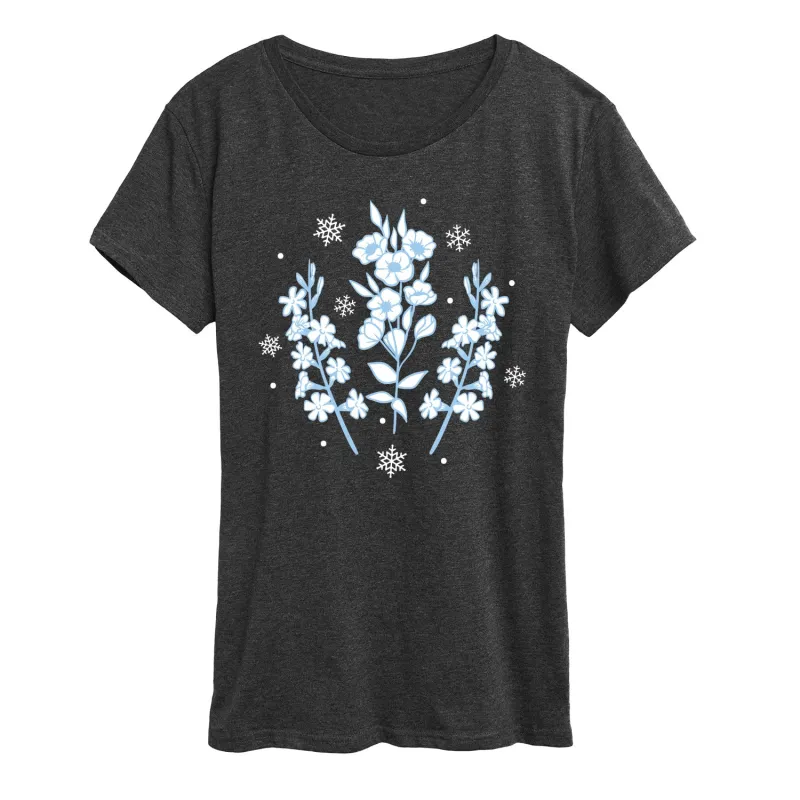 Instant Message - Winter Flowers- Women's Short Sleeve Graphic T-shirt made by Zulily