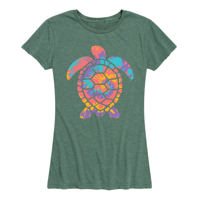Instant Message - Tie Dye Turtle - Women's Short Sleeve Graphic T-shirt made by Zulily