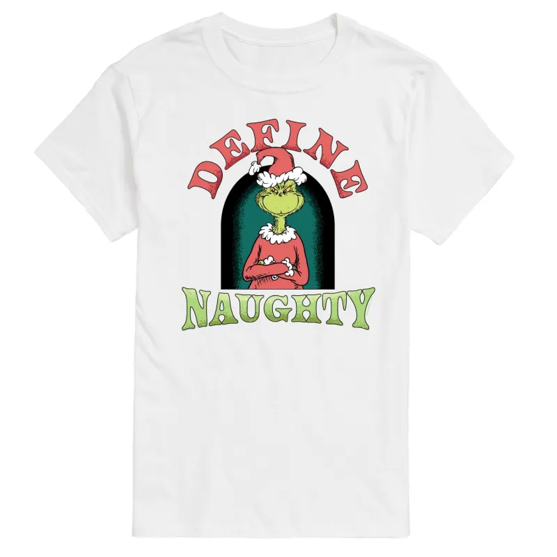 The Grinch - Define Naughty - Men's Short Sleeve Graphic T-Shirt sold by Zulily
