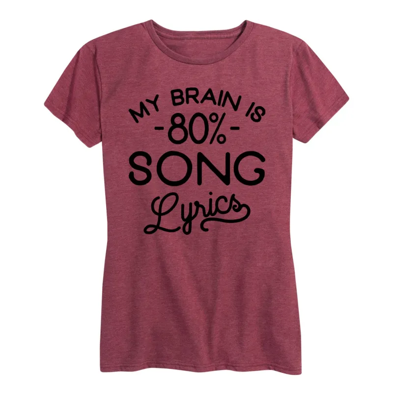 Instant Message - My Brain is 80 Percent Song Lyrics - Women's Short Sleeve Graphic T-shirt sold by Zulily