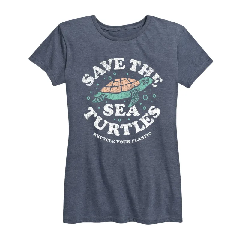 Instant Message - Save the Sea Turtles - Women's Short Sleeve Graphic T-shirt sold by Zulily