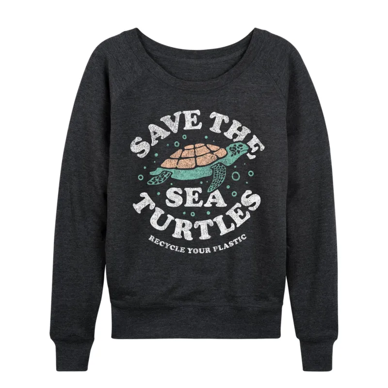Instant Message - Save the Sea Turtles - Women's French Terry Long Sleeve Pullover sold by Zulily